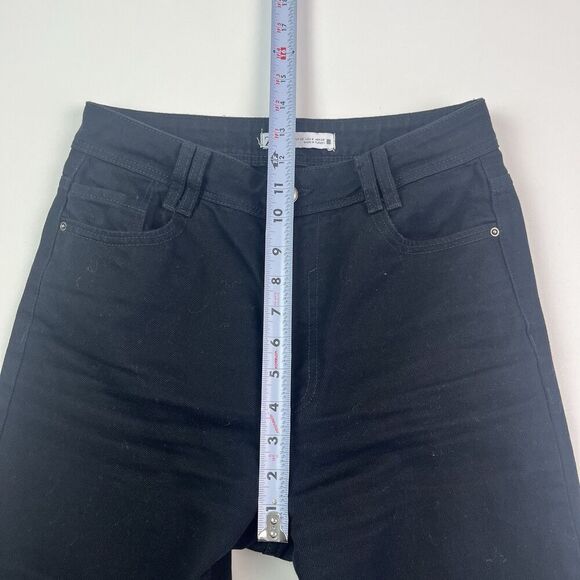 ZARA Wide Leg Jeans Womens 4 Black High Waist 100% Cotton Classic Minimalist - Picture 6 of 14